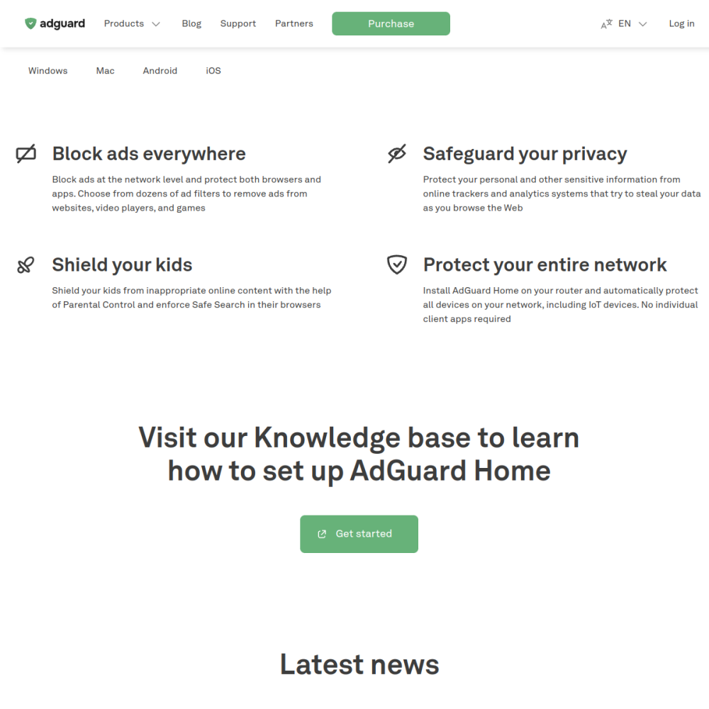 Screenshot of AdGuard Home website