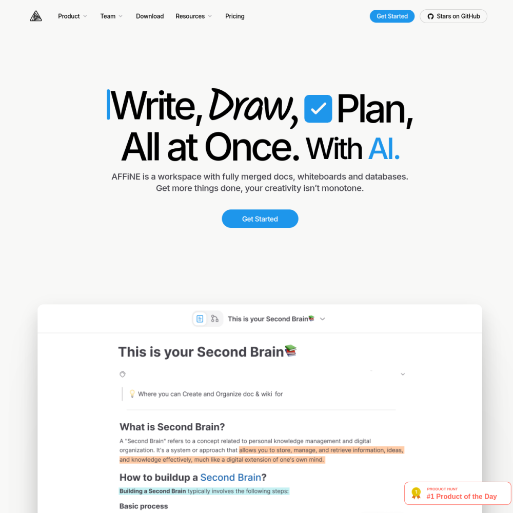 Screenshot of AFFiNE website