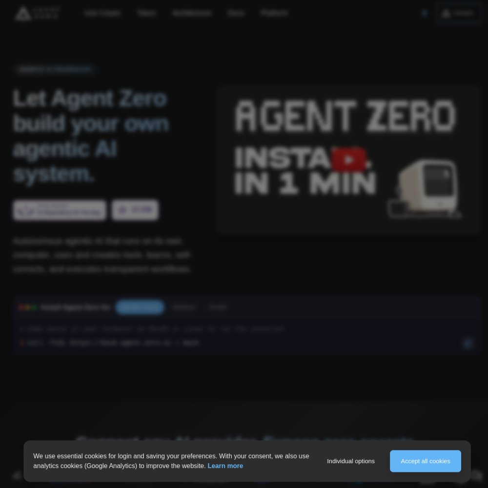 Screenshot of Agent Zero website
