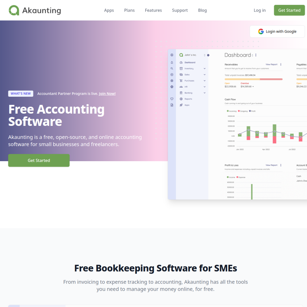 Screenshot of Akaunting website