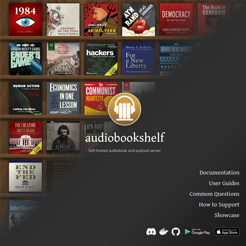 Screenshot of Audiobookshelf website