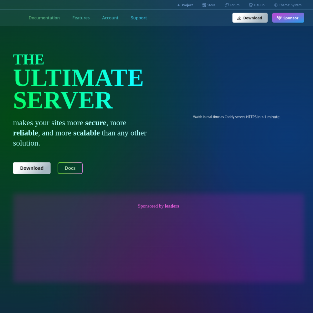 Screenshot of Caddy website