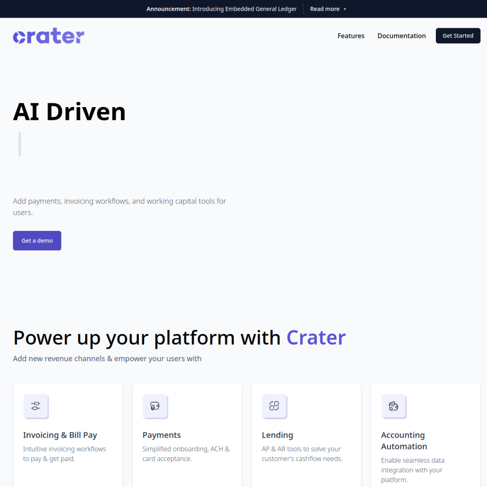 Screenshot of Crater website