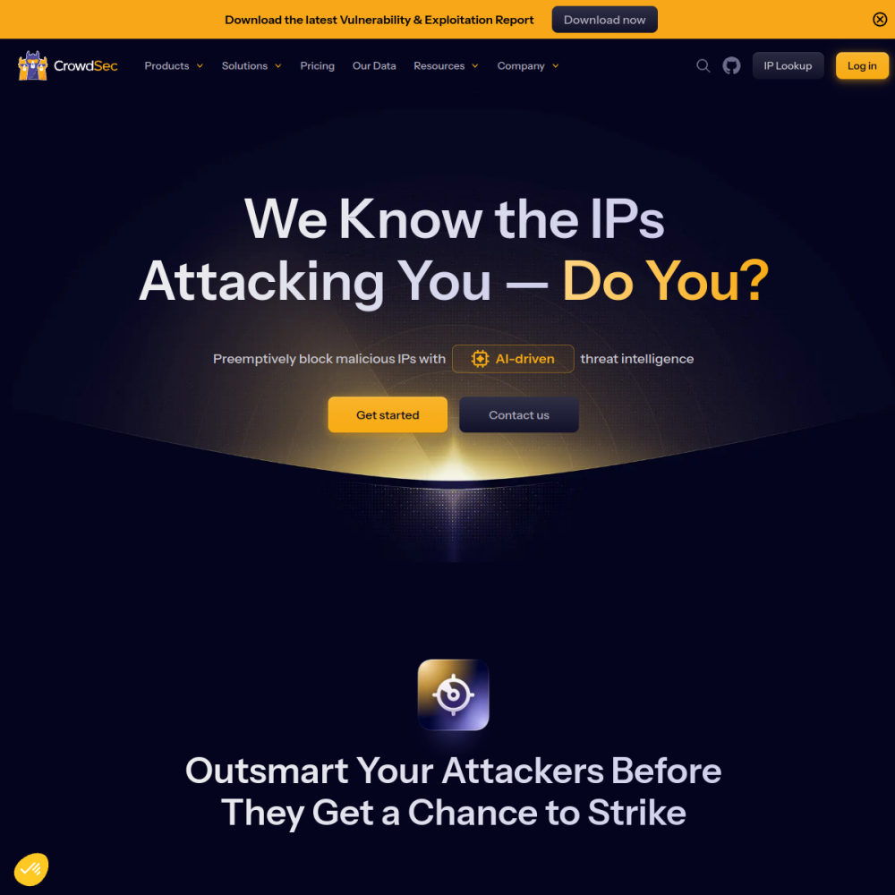 Screenshot of CrowdSec website