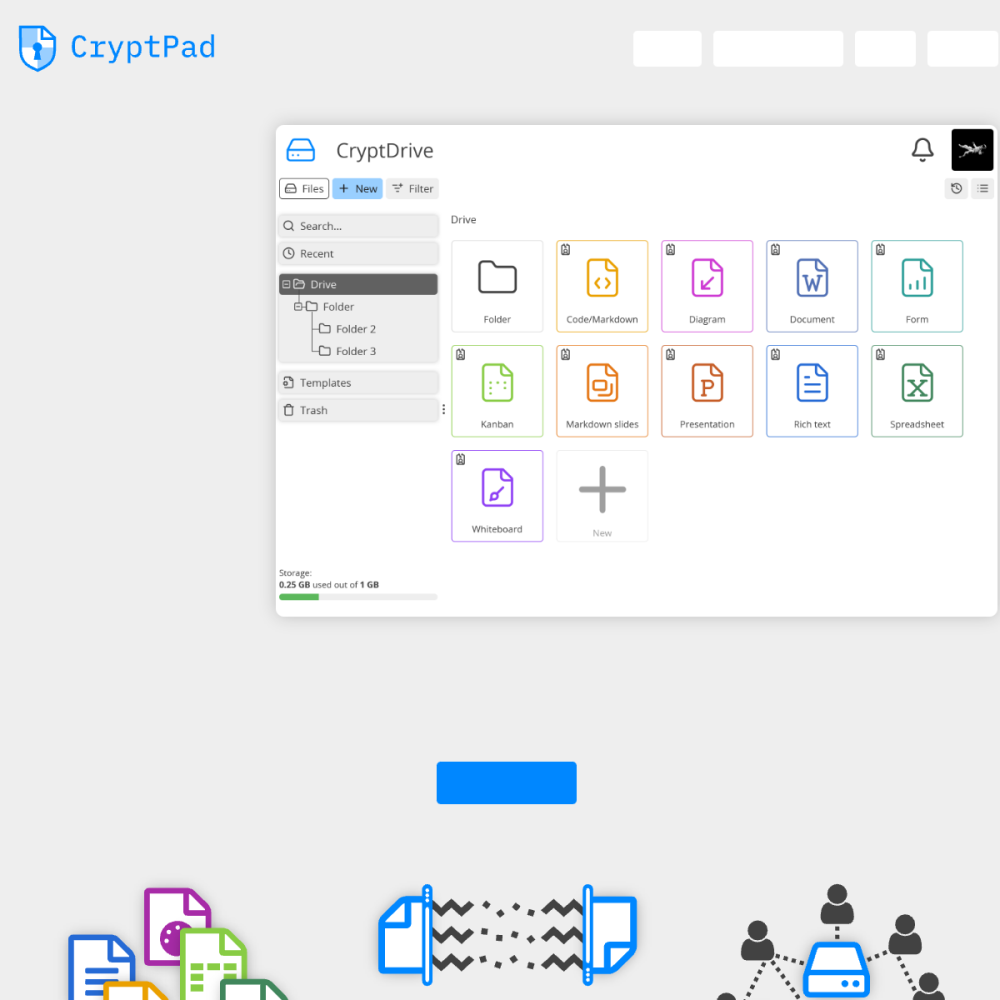 Screenshot of CryptPad website