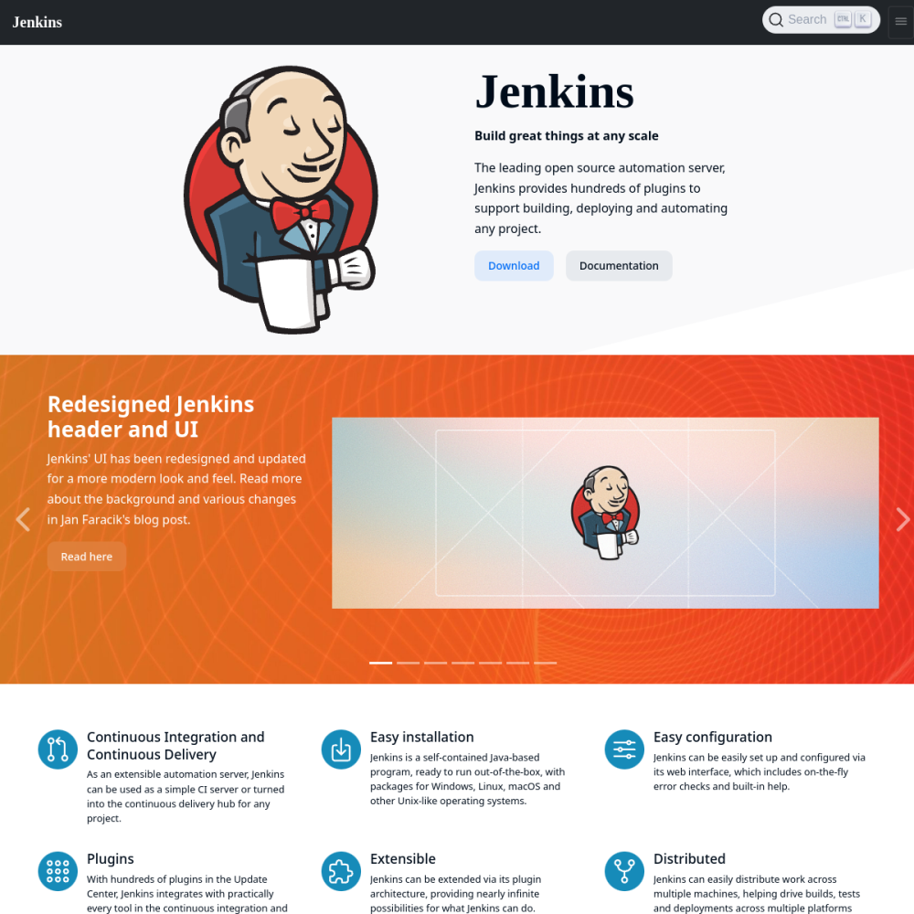 Screenshot of Jenkins website