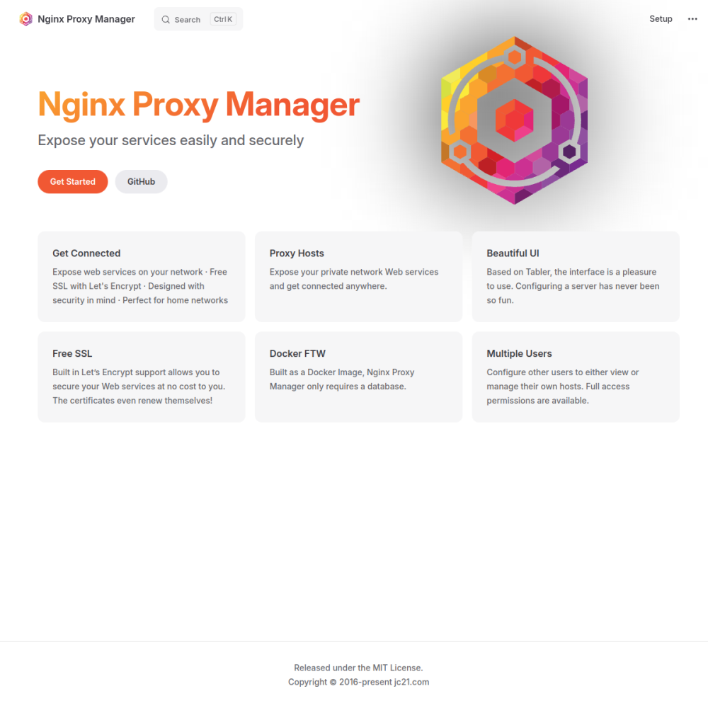 Screenshot of Nginx Proxy Manager website