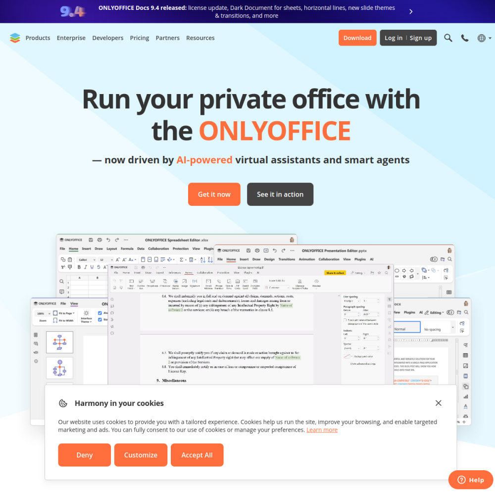 Screenshot of OnlyOffice Document Server website