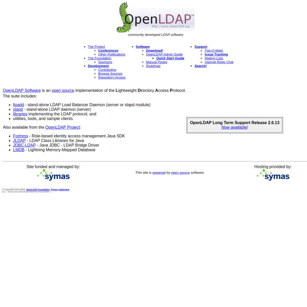 Screenshot of OpenLDAP + phpLDAPadmin website
