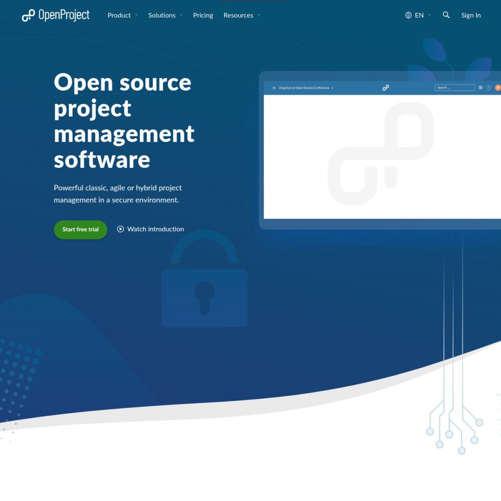 Screenshot of OpenProject website