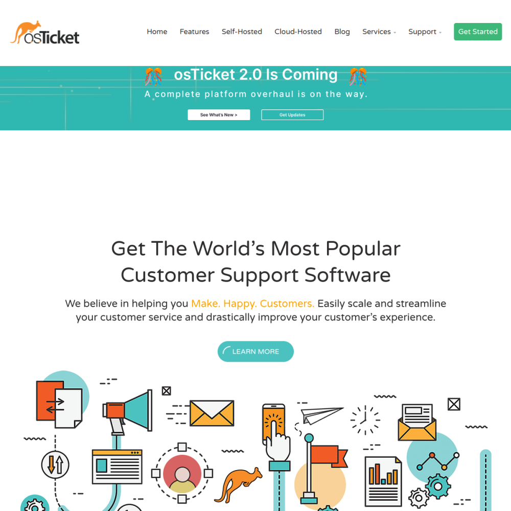 Screenshot of osTicket website