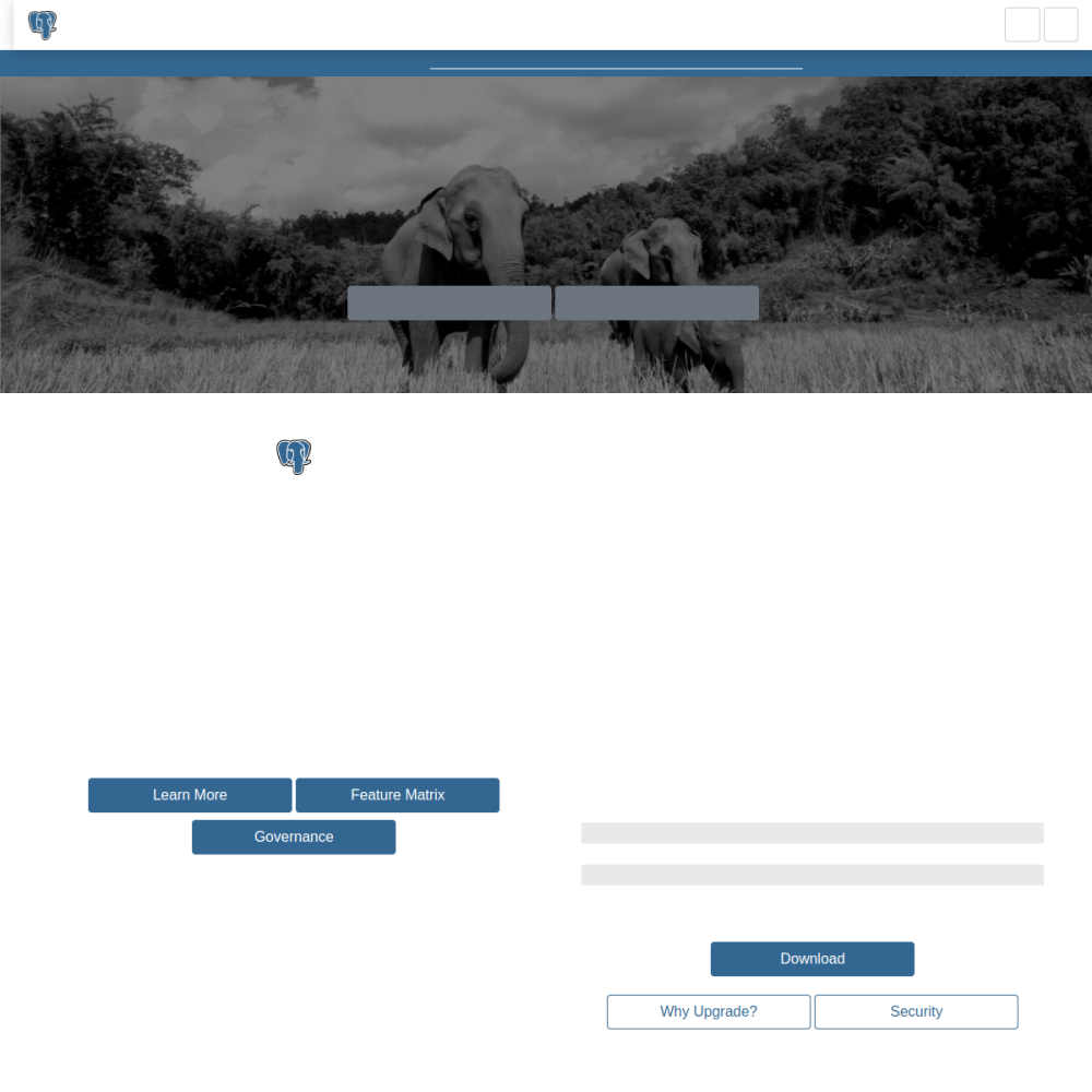 Screenshot of PostgreSQL website