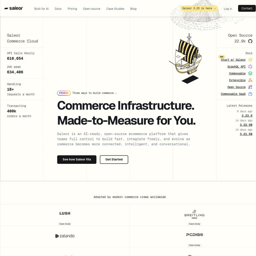 Screenshot of Saleor website