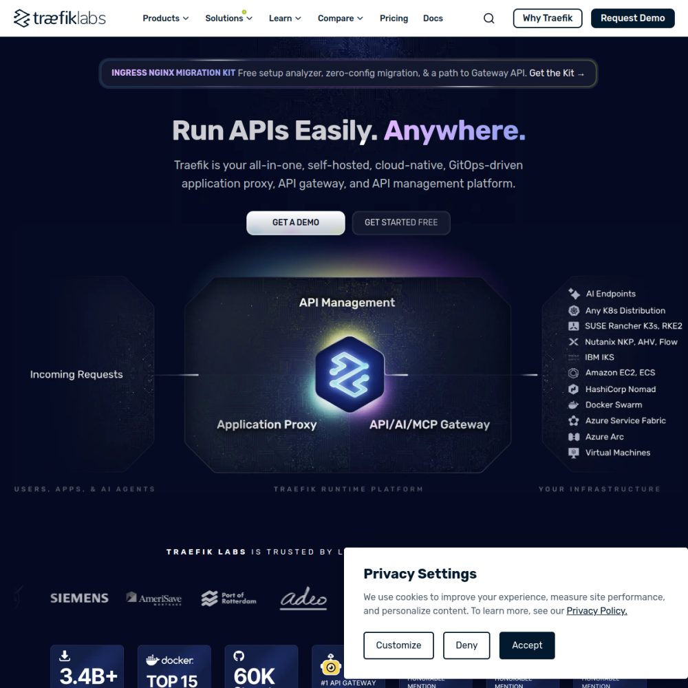 Screenshot of Traefik website