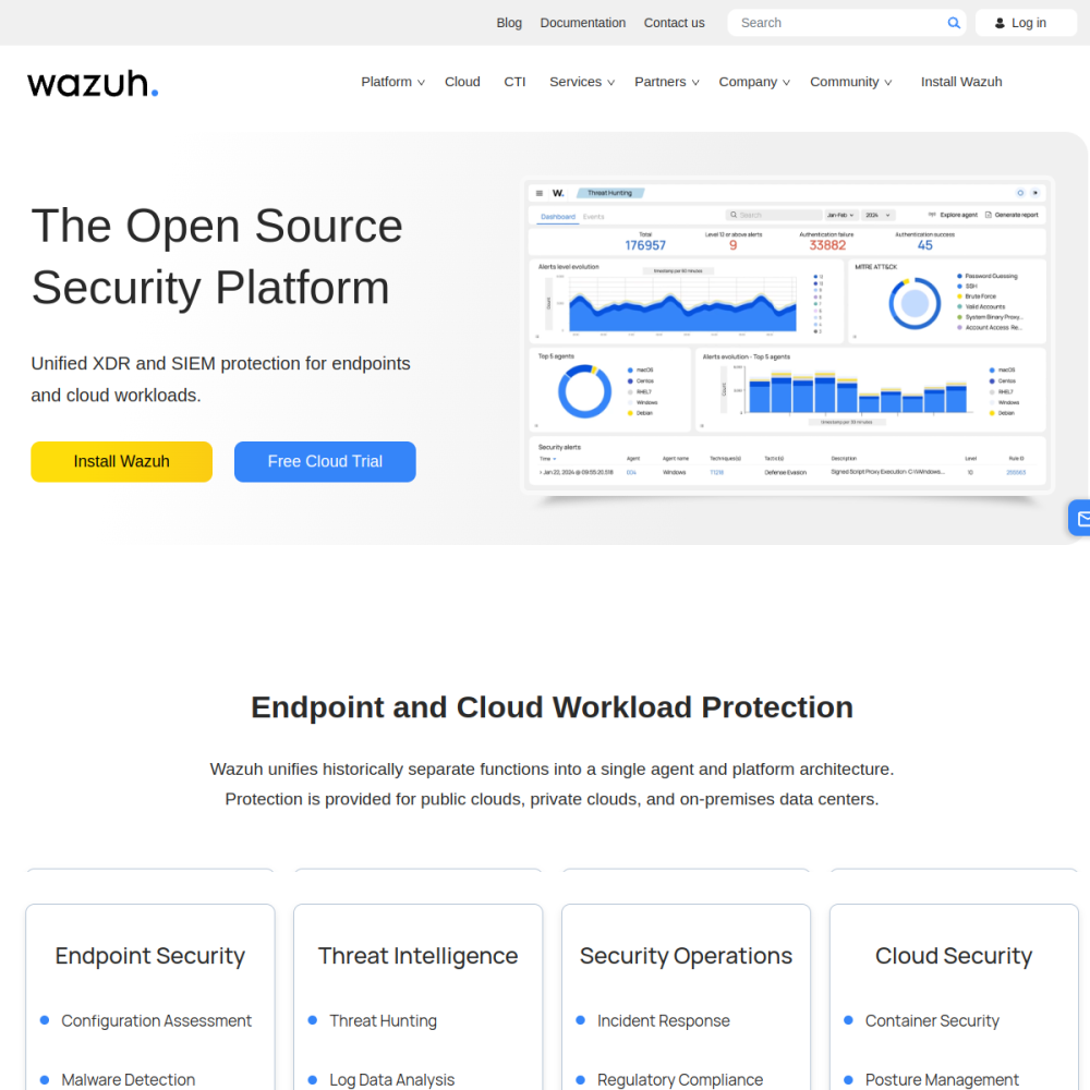 Screenshot of Wazuh website