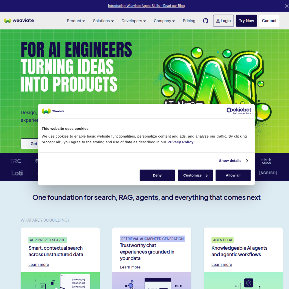 Screenshot of Weaviate website