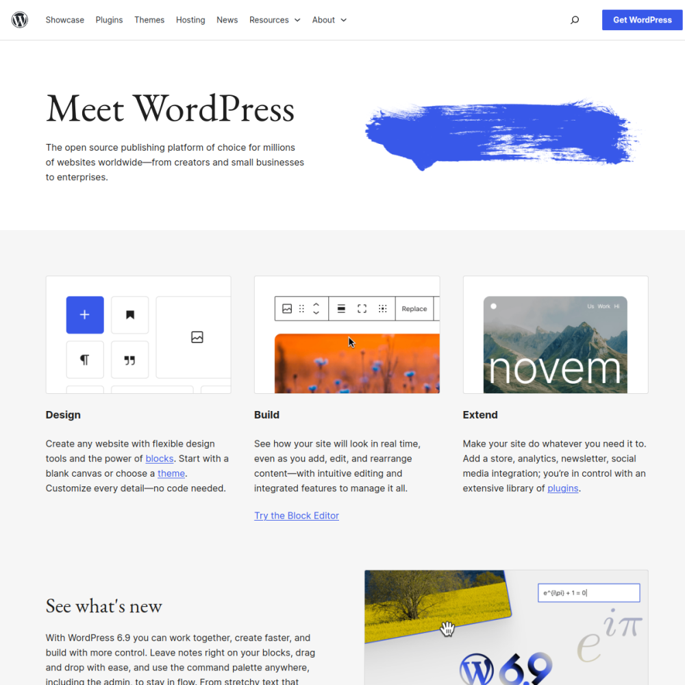 Screenshot of WordPress website