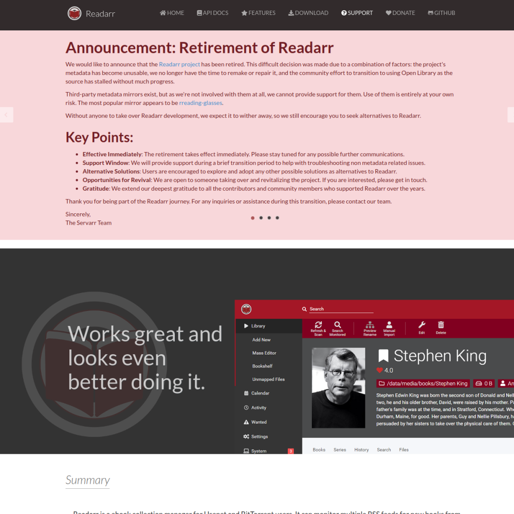 Screenshot of Readarr
