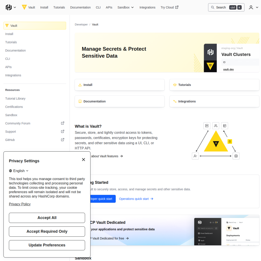 Screenshot of HashiCorp Vault